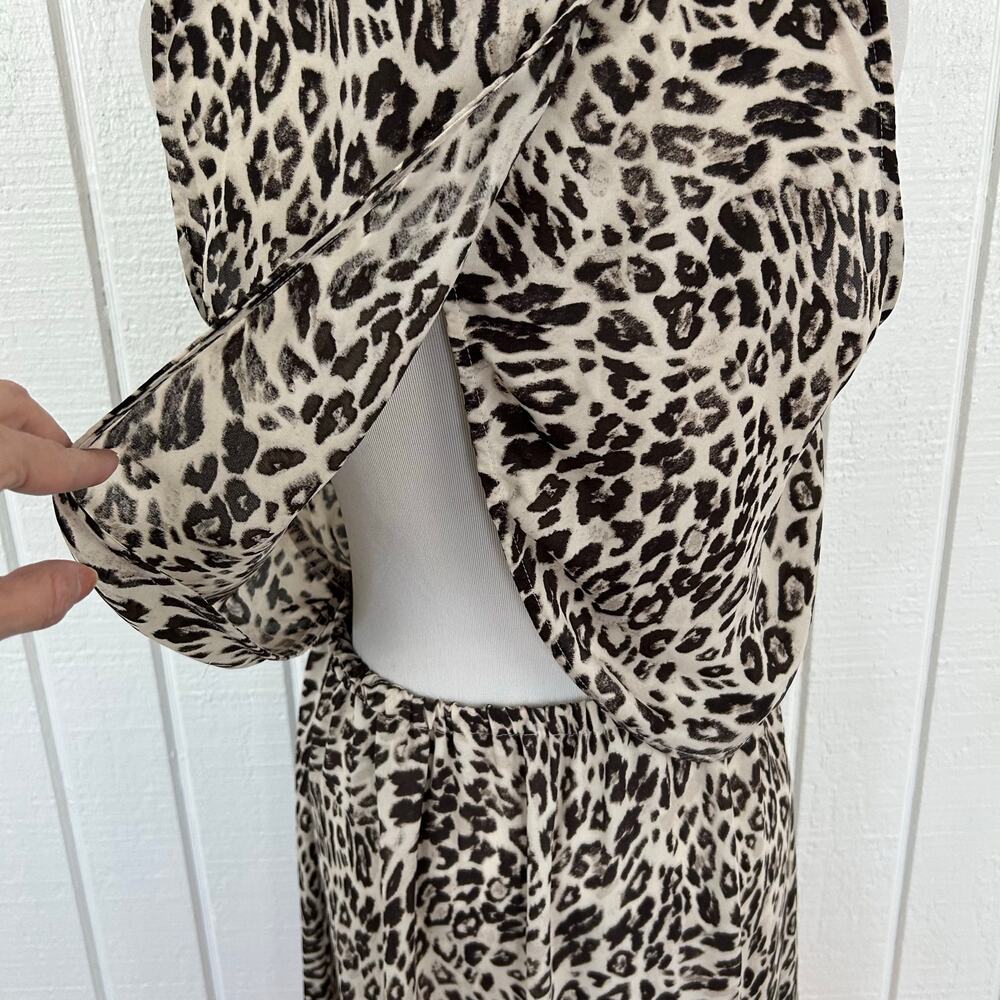 H&M Women Animal Print Sleeveless Colorblock Maxi Dress Summer Brown Size 10 - Picture 8 of 9